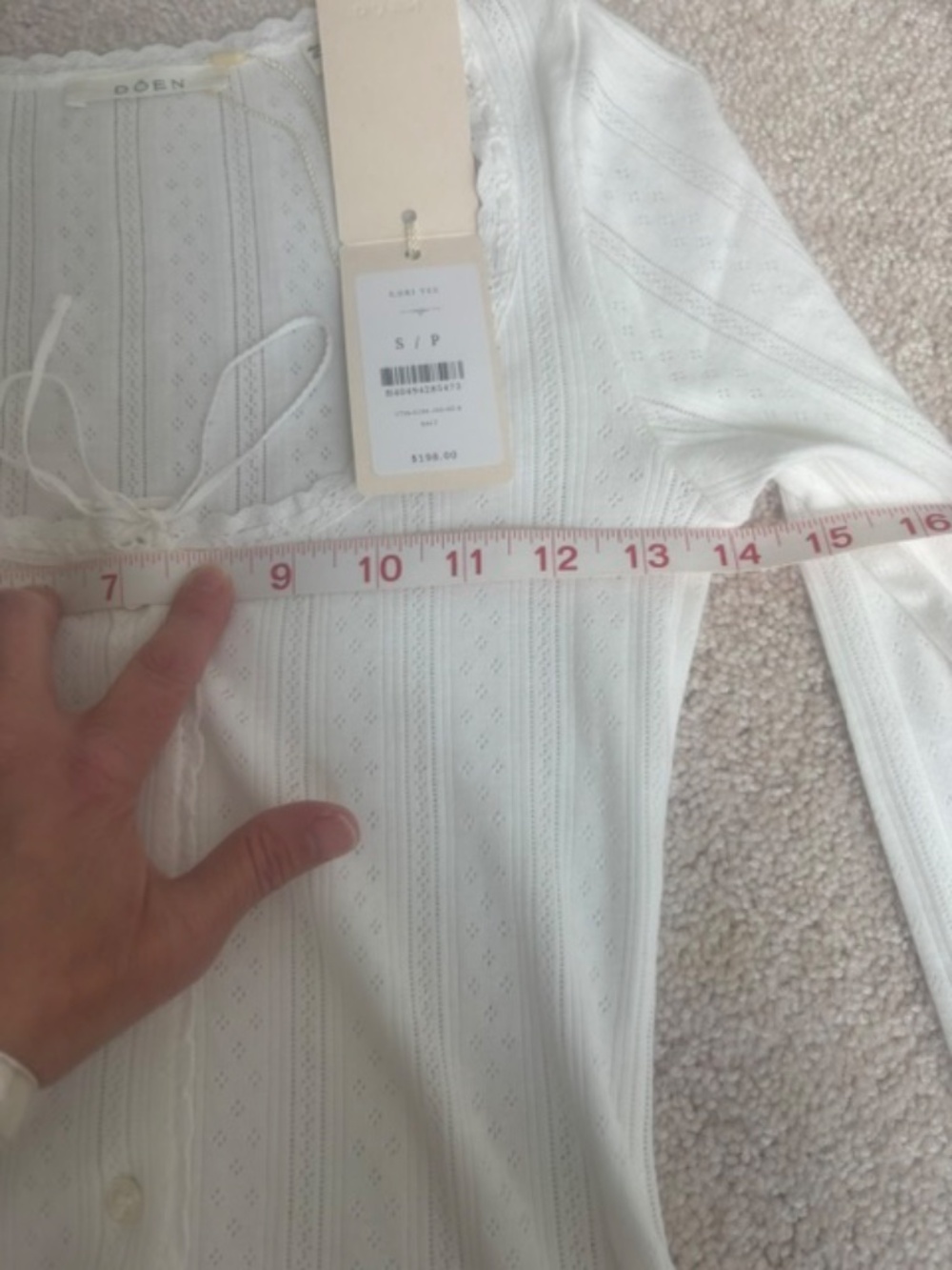 NWT Doen Lori Pointelle button up Tee in Salt (white), size Small - Picture 4 of 11